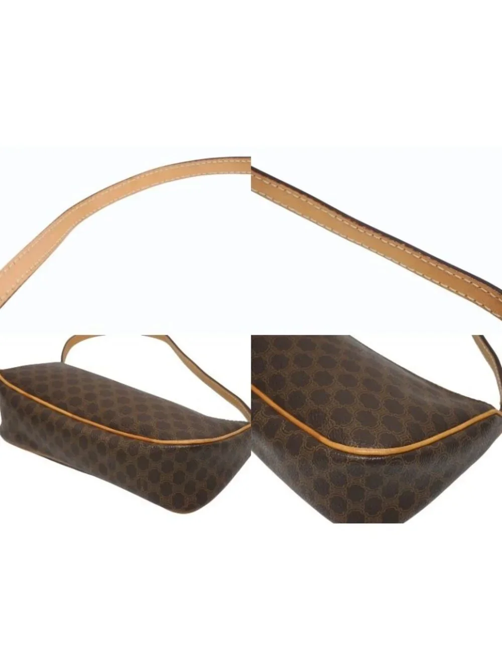 Celine Hobo Mini Andbag Pouch Macadam Pattern Brown